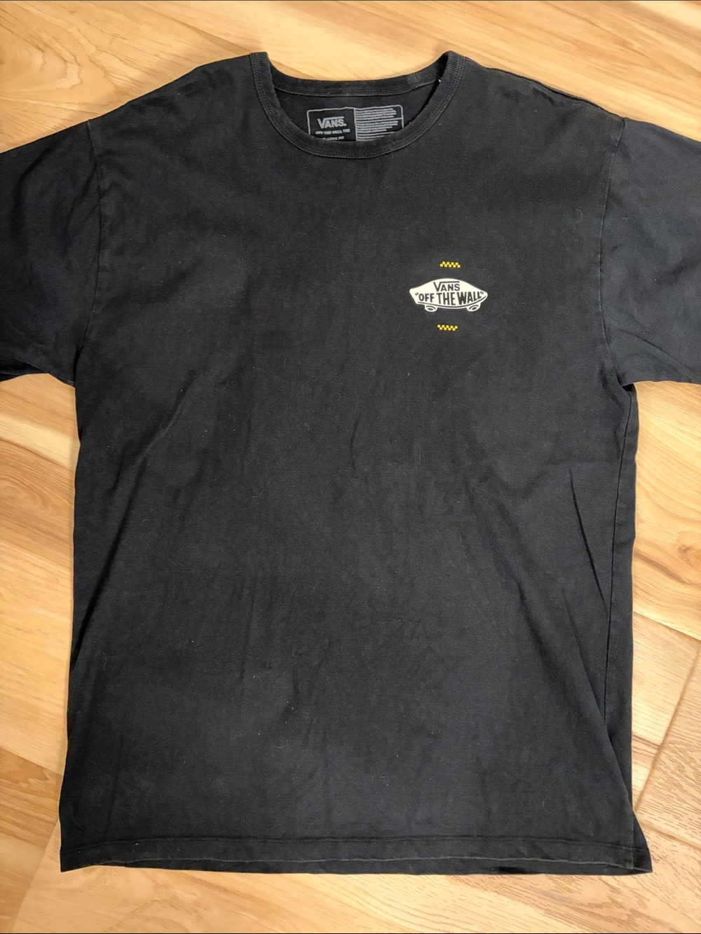Vans Black Short-Sleeve Tee with Yellow 'Off The Wall' Logo